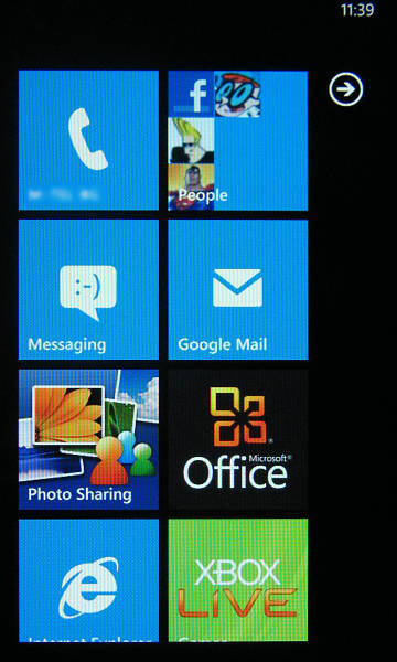 Главное меню в wp7