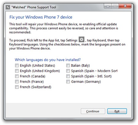 “Walshed” Phone Support Tool - лечим неофициально пропатченную Windows Phone 7